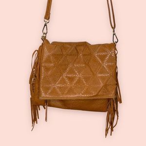 Nila Anthony geometric foldover fringed bag boho crossbody handbag purse western